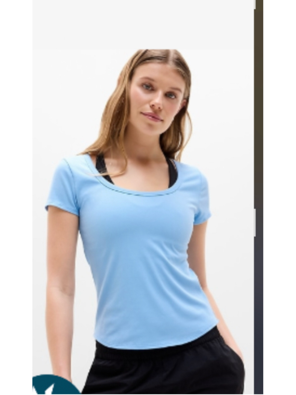 NWT Women's Athleta Signature Rib Scoop Tee, Size L, Blue (Breeze)